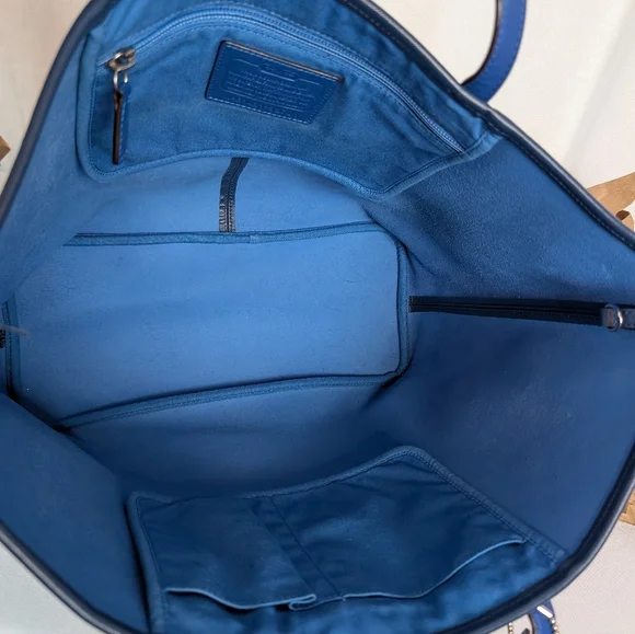 Coach Blue Large City Tote Bag With 2 Hang Tags - Picture 8 of 15